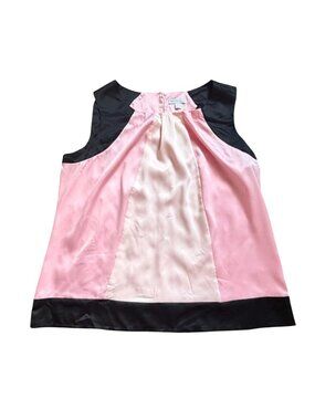 New York & Company Sleeveless Silky Blouse-Pink/Black-XL-NWF